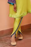 Bhawna Sethi_Green Pure Satin Georgette Hand Embroidered Zari V Lime Kurta With Tulip Pant _at_Aza_Fashions