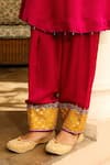 Buy_Bhawna Sethi_Maroon Pure Satin Georgette Embroidered Zari Leaf Sangria Kurta With Salwar 