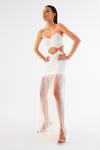 Buy_Tisharth by Shivani_White Polyester Solid Sweetheart Cutout Mini Fringe Dress _Online_at_Aza_Fashions