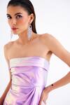 Buy_Tisharth by Shivani_Purple Polyester Solid Straight Holographic Mini Tube Dress _Online_at_Aza_Fashions