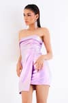 Shop_Tisharth by Shivani_Purple Polyester Solid Straight Holographic Mini Tube Dress _Online_at_Aza_Fashions