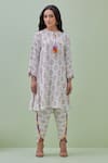 Buy_Grass & Sunshine_Off White Viscose Printed Geometric Round Bohemian Kurta And Dhoti Pant Set _at_Aza_Fashions