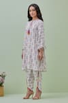 Grass & Sunshine_Off White Viscose Printed Geometric Round Bohemian Kurta And Dhoti Pant Set _Online_at_Aza_Fashions