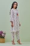 Shop_Grass & Sunshine_Off White Viscose Printed Geometric Round Bohemian Kurta And Dhoti Pant Set _Online_at_Aza_Fashions