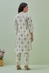 Shop_Grass & Sunshine_Off White Modal Printed Floral Notched Kurta And Pant Set _at_Aza_Fashions