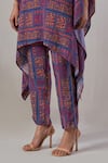 Shop_Grass & Sunshine_Purple Viscose Printed Floral Notched Kaftan And Pant Set _Online_at_Aza_Fashions