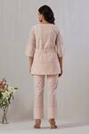 Shop_Grass & Sunshine_Pink Cotton Embroidered Broderie Anglasie Round Top And Pant Set _at_Aza_Fashions