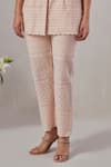 Grass & Sunshine_Pink Cotton Embroidered Broderie Anglasie Round Top And Pant Set _at_Aza_Fashions