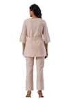 Shop_Grass & Sunshine_Pink Cotton Embroidered Broderie Anglasie Round Top And Pant Set 