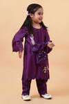 Shop_House of Tushaom_Purple Chanderi Embroidered Cutdana Flamingo Kurta With Pant _Online_at_Aza_Fashions