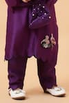 Buy_House of Tushaom_Purple Chanderi Embroidered Cutdana Flamingo Kurta With Pant 