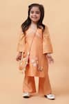 Buy_House of Tushaom_Orange Chanderi Embroidered Cutdana Floral Lama Kurta With Pant _at_Aza_Fashions