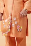 House of Tushaom_Orange Chanderi Embroidered Cutdana Floral Lama Kurta With Pant _at_Aza_Fashions