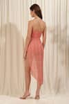 Shop_RIRASA_Pink Georgette Print Floral Halter Neck Lantana Asymmetric Dress_at_Aza_Fashions