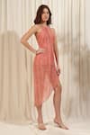 Buy_RIRASA_Pink Georgette Print Floral Halter Neck Lantana Asymmetric Dress_Online_at_Aza_Fashions