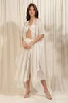 RIRASA_Ivory Lurex Georgette Textured Cape Open Jasmine Shimmer Skirt Set _Online_at_Aza_Fashions