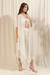 Buy_RIRASA_Ivory Lurex Georgette Textured Cape Open Jasmine Shimmer Skirt Set _Online_at_Aza_Fashions