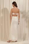 Shop_RIRASA_Ivory Lurex Georgette Embellished Textured Shimmer Slit Skirt With Ghunghroo_at_Aza_Fashions