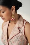 Buy_Studio Bagechaa_Pink Chanderi Embroidered Floral Lapel Collar Ridhi Gilet And Gharara Set _Online_at_Aza_Fashions