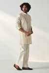 Buy_Studio Bagechaa_Ivory Chanderi Silk Embroidered Pintuck Kabir Detailed Kurta With Pant _at_Aza_Fashions