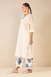 Shivani Bhargava_Ivory Chanderi Printed Floral Round Neck Choga _at_Aza_Fashions