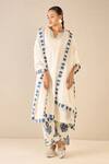 Buy_Shivani Bhargava_Ivory Chanderi Printed Floral Round Neck Choga _at_Aza_Fashions