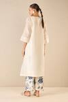 Shop_Shivani Bhargava_Ivory Chanderi Printed Floral Round Neck Choga _at_Aza_Fashions