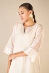Shivani Bhargava_Ivory Chanderi Plain Notched Pintuck Choga _at_Aza_Fashions