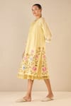 Shivani Bhargava_Yellow Chanderi Embroidered Floral Round Gardenia Charm Kurta _Online_at_Aza_Fashions