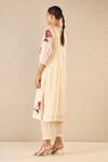 Shivani Bhargava_Ivory Chanderi, Cotton Embroidery Round Neck Royal Rose Kurta And Pant Set _at_Aza_Fashions