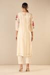Shop_Shivani Bhargava_Ivory Chanderi, Cotton Embroidery Round Neck Royal Rose Kurta And Pant Set _at_Aza_Fashions