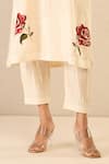 Shivani Bhargava_Ivory Chanderi Applique Embroidered Floral Round Royal Rose Kurta _Online_at_Aza_Fashions