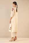 Shivani Bhargava_Ivory Chanderi Applique Embroidered Floral Round Royal Rose Kurta _at_Aza_Fashions