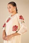 Buy_Shivani Bhargava_Ivory Chanderi Applique Embroidered Floral Round Royal Rose Kurta 