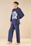 Buy_Shivani Bhargava_Blue Cotton Applique Stand Collar Rose Dream Shirt _Online_at_Aza_Fashions