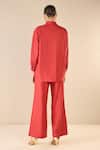 Shop_Shivani Bhargava_Red Cotton Patchwork Stand Collar Rose Dream Shirt _at_Aza_Fashions