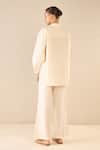 Shop_Shivani Bhargava_Ivory Cotton Embroidered Bead Stand Collar Rose Shirt With Flared Pant _at_Aza_Fashions