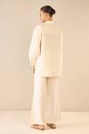Shop_Shivani Bhargava_Ivory Cotton Embroidered Bead Stand Collar Rose Shirt _at_Aza_Fashions