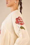 Shivani Bhargava_Ivory Cotton Embroidered Thread Round Royal Rose Top With Flared Pant _at_Aza_Fashions