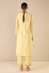 Buy_Shivani Bhargava_Yellow Chanderi, Cotton Embroidery, Applique Round Garden Glory Kurta Pant Set _Online_at_Aza_Fashions