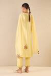 Shop_Shivani Bhargava_Yellow Chanderi, Cotton Embroidery, Applique Round Garden Glory Kurta Pant Set _at_Aza_Fashions