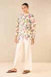 Buy_Shivani Bhargava_Multi Color Shirt Cotton Linen Printed Floral Band Collar And Pant Set _Online_at_Aza_Fashions