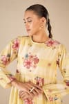 Buy_Shivani Bhargava_Yellow Cotton Printed Floral Round Tiered Pleated Dress _Online_at_Aza_Fashions