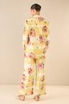 Shop_Shivani Bhargava_Yellow Cotton Printed Floral Stripe Collared Shirt And Pant Set _at_Aza_Fashions