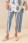 Shivani Bhargava_Blue Cotton Printed Floral Chinese Collar Fantasy Tunic And Pant Set _Online_at_Aza_Fashions