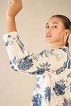 Shivani Bhargava_Blue Cotton Printed Floral Chinese Collar Fantasy Tunic And Pant Set _at_Aza_Fashions