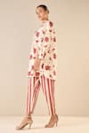 Buy_Shivani Bhargava_Red Cotton Printed Floral Chinese Collar Blossom Tunic And Pant Set _Online_at_Aza_Fashions
