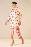 Shop_Shivani Bhargava_Red Cotton Printed Floral Chinese Collar Blossom Tunic And Pant Set _Online_at_Aza_Fashions
