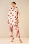 Shivani Bhargava_Red Cotton Printed Floral Chinese Collar Blossom Tunic _Online_at_Aza_Fashions
