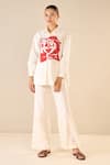 Shivani Bhargava_Ivory Cotton Printed Rose Collared Dream Shirt And Pant Set _Online_at_Aza_Fashions